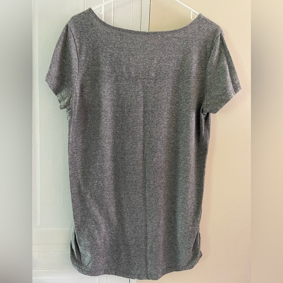 KT Maternity womens gray short sleeve knit top XL 'Miracle In Progress' printing - Picture 2 of 5